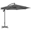 vidaXL Cantilever Umbrella with Steel Pole, 118.1" Diameter, UV Protective and Anti-Fade Polyester in Anthracite, Ideal for Patio or Garden - 3 of 4