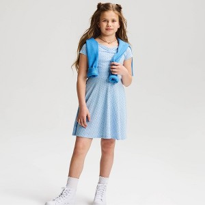 Girls' Short Sleeve Polka Dots Knit Dress - Cat & Jack™ Blue XL