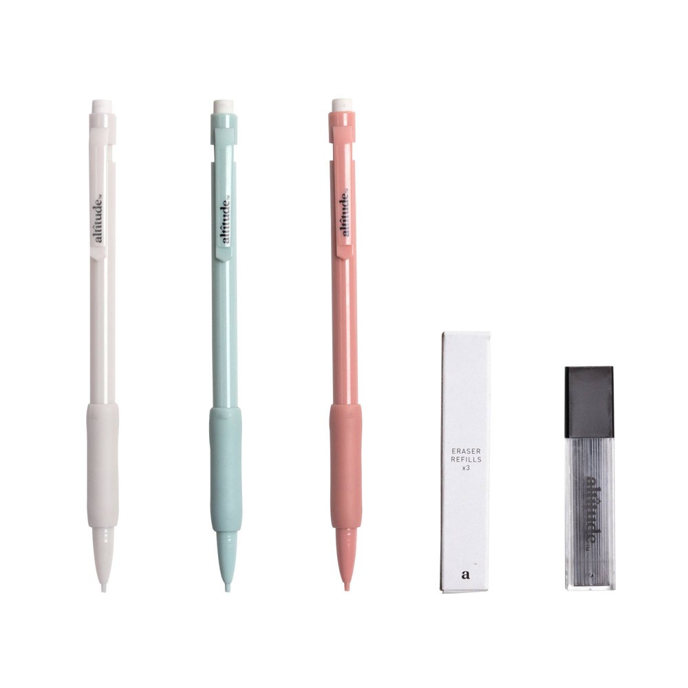 Altitude 3pk 0.7mm Mechanical Pencils with Lead and Eraser Refill