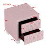 FONTOI Elegant Velvet Nightstand with 2 Drawers and Crystal Handle, Storage Bedside Table for Bedroom, Living Room, Pink, 18.1"*20"*18.1" - 3 of 4