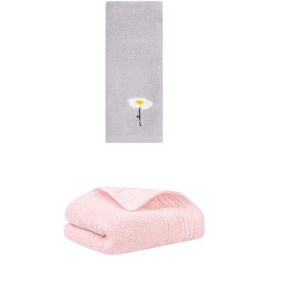 REGALWOVEN Bathroom Soft Absorbent Hand Towel 14" x 30"/13" x 30" 2 Pcs