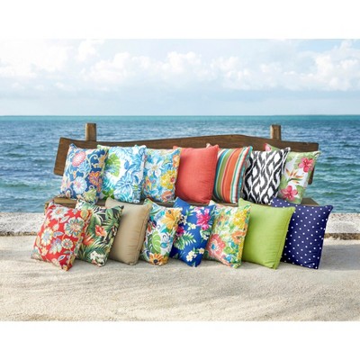 Sunbrella Red Square Outdoor Throw Pillow with Polyester Fill