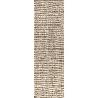 Ivory Braided Chunky Jute 2'x8' Reversible Runner Rug