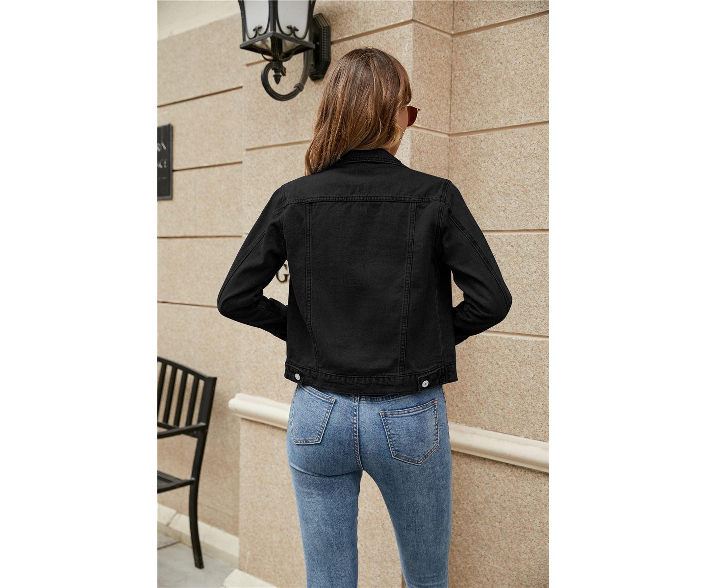 Женская куртка YesFashion Women Denim Jacket Cropped Button Down Outerwear for travel daily and weekend occasions, Black, цвет: Джинсовый — фото 2