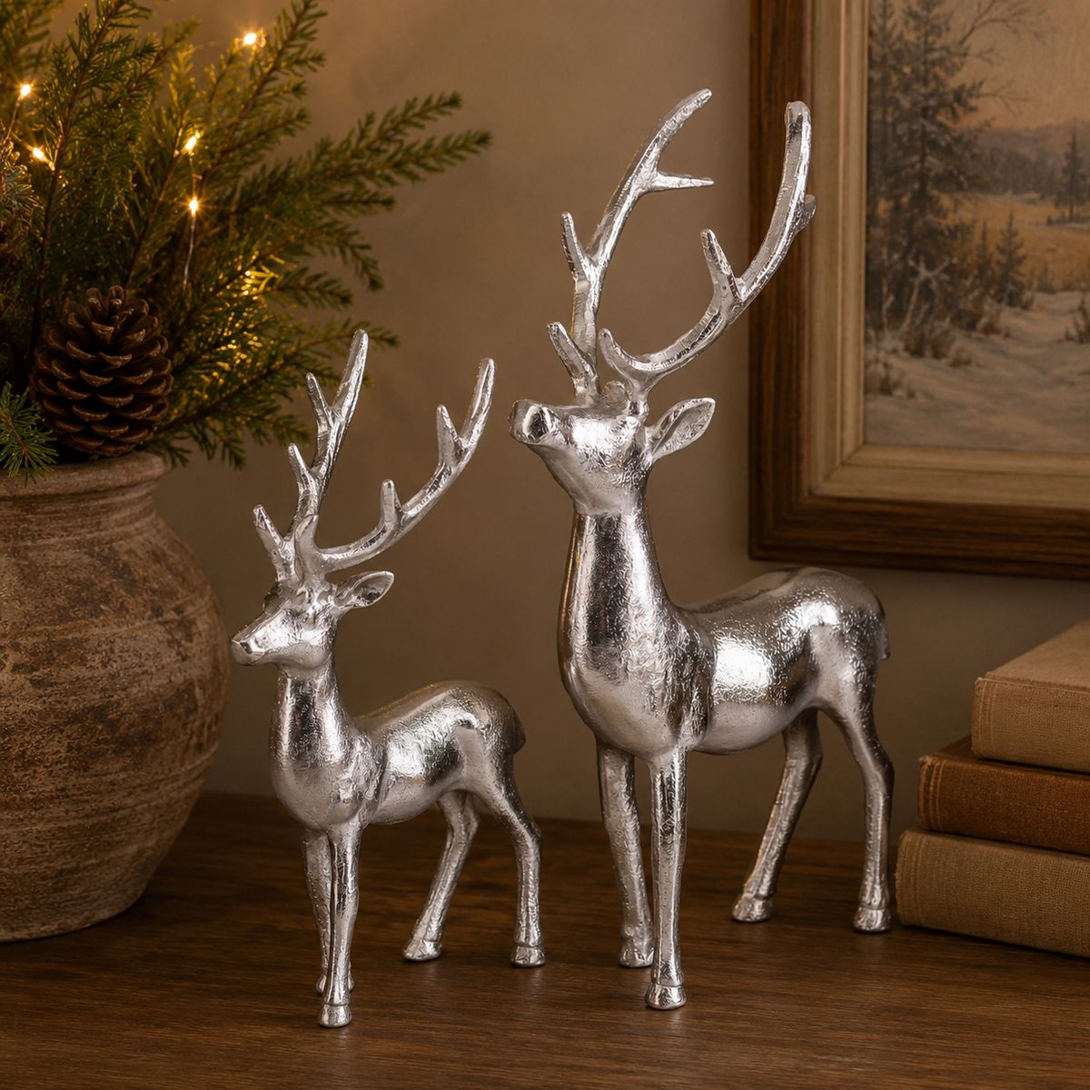Saro Lifestyle Decorative Reindeer Figurine - Sculpted Holiday Tabletop Accent, Rustic Seasonal Decor for Shelves, Mantels and Festive Displays - thumbnail 6