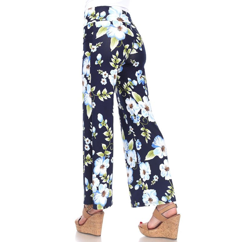 Women's Floral Printed Palazzo Pants - White Mark, 3 of 4