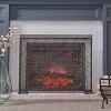 VYNXARIA Modern Single Panel Iron Fireplace Screen, Black Brushed Silver - 2 of 4