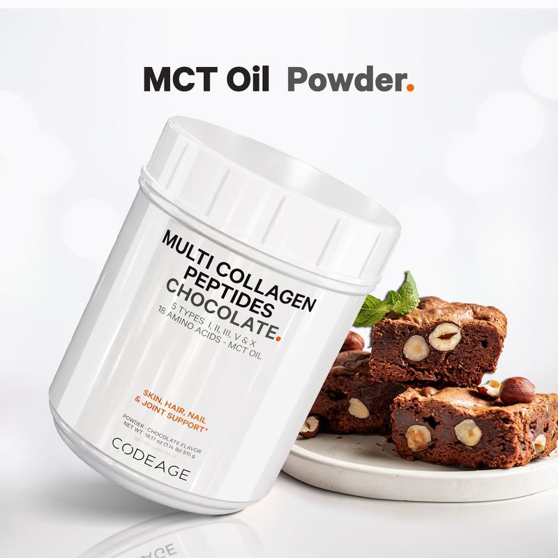 Codeage Keto Collagen Protein Powder Chocolate - Hydrolyzed Multi Collagen Peptides + MCT Oil - 18.17 oz, 6 of 13