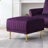 NicBex Modern 25.6" Rectangle Ottomans Velvet Footstools with Channel Tufted and Metal Legs for Bedroom and Living Room, Purple - 2 of 4