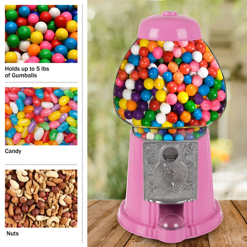 Great Northern Popcorn 15" Vintage Metal and Glass Gumball Machine - Pink, 4 of 11