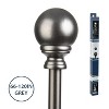 Farberware 24"-48", (Grey) 3/4 Inch Diameter Heavy Duty Adjustable Wall Drapery Window Curtain rod, With Cap Finials & Brackets, Decorative Curtain Rod For Kitchen,Bedroom,Living room - 3 of 3