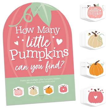Big Dot of Happiness Girl Little Pumpkin - Fall Birthday Party or Baby Shower Scavenger Hunt - 1 Stand and 48 Game Pieces - Hide and Find Game