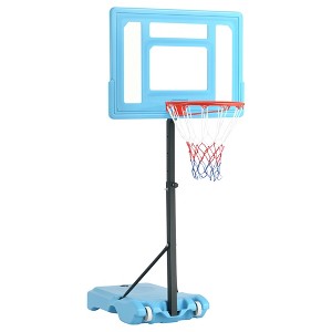 Soozier Poolside Basketball Hoop Stand, 36.5"-48.5" Height Adjustable Portable Hoop System w/ Clear Backboard & Fillable Base for Whole Family, Blue - 1 of 4