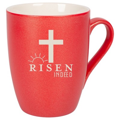 Elanze Designs Risen Indeed 10 Ounce Ceramic Laser-Etched Engraved Drinkware Mug, Metallic Crimson Red