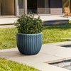LuxenHome 11" Dia Ceramic Pot for Indoor Plants Large Outdoor Plant Pot Modern Decorative Glazed Flower Pot Green Ribbed Round Planter Pot - 2 of 4
