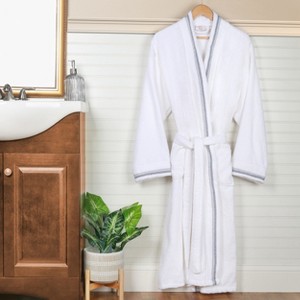 All-Season Unisex Cotton Terry Lounge Bathrobe with Embroidery by Blue Nile Mills - 1 of 4