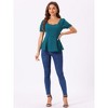 Allegra K Women's Sweetheart Neck Puff Ruffle Sleeve Elegant Peplum Top - 3 of 4