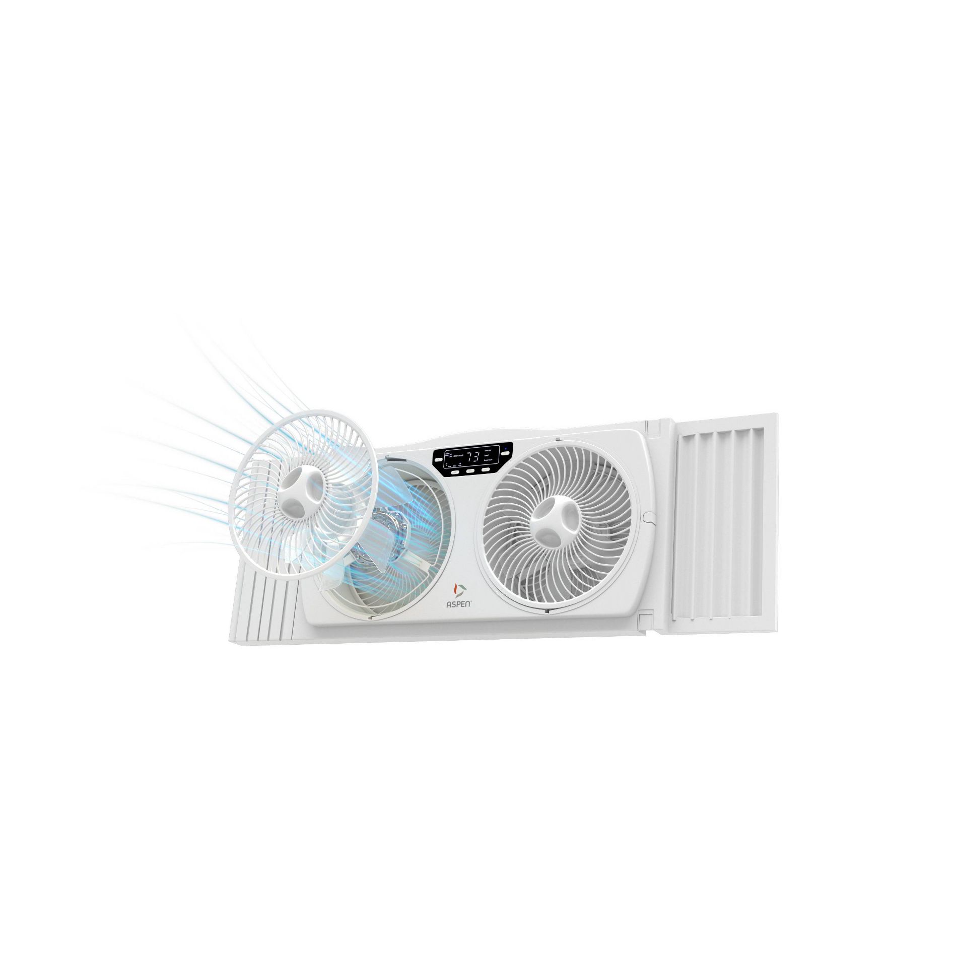 Aspen Smart Wi-Fi Window Fan: Twin Exhaust, Voice Control, Smartphone App, 3 Speeds, 300-500 sq. ft. Coverage