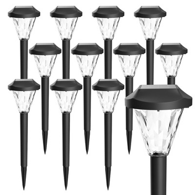 GIGALUMI 12-Pack Solar Outdoor Lights, Upgraded Waterproof Solar Garden Lights for Patio,Lawn and Yard,Cold White Landscape Lighting