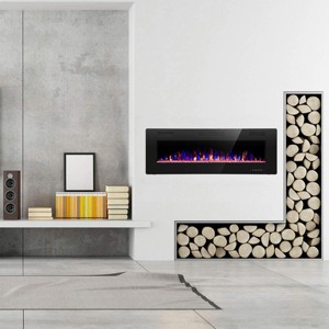 Bestier 42-in Wall mount Electric Fireplace with Remote Control Timer and Touch Screen, Black - 1 of 4