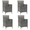 vidaXL Patio Chairs ll Weather Dining Single Chair with Cushions Poly Rattan - Gray 4 - 2 of 4