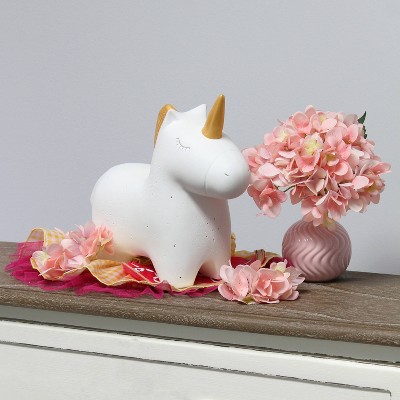 White Porcelain Unicorn Night Light with Gold Trim