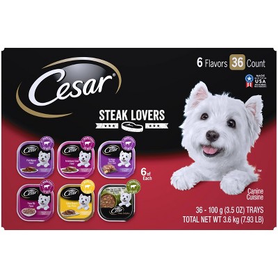 Cesar Steak Lovers Beef Flavor Wet Dog Food - 3.5oz/36ct Variety Pack
