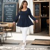 Women's Plus Size Casual Cable Knit Peplum Scoop Neck LongSleeve Trendy Blouses - Agnes Orinda - 3 of 4