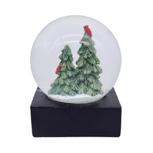 Transpac Glass Snow Globe with Trees and Cardinals Decorative Sculpture for Christmas Tabletop Accent and Holiday Gifts - 1 of 1