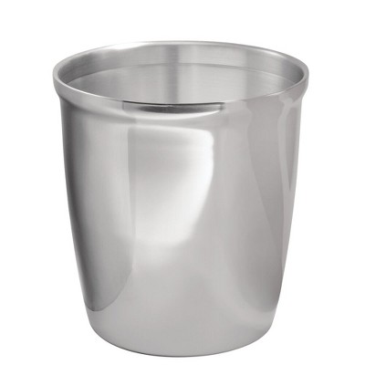 mDesign Small Round Metal Trash Can Wastebasket, Garbage Bin - Polished