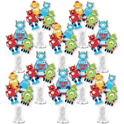 Big Dot of Happiness Gear Up Robots - Birthday Party or Baby Shower Centerpiece Sticks - Showstopper Table Toppers - 35 Pieces