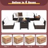 Tangkula Patio Rattan 7PCS Cushioned Chair Set Furniture Set Thick Cushion w/ 50,000 BTU Propane Fire Pit Table for Garden Red - 3 of 4
