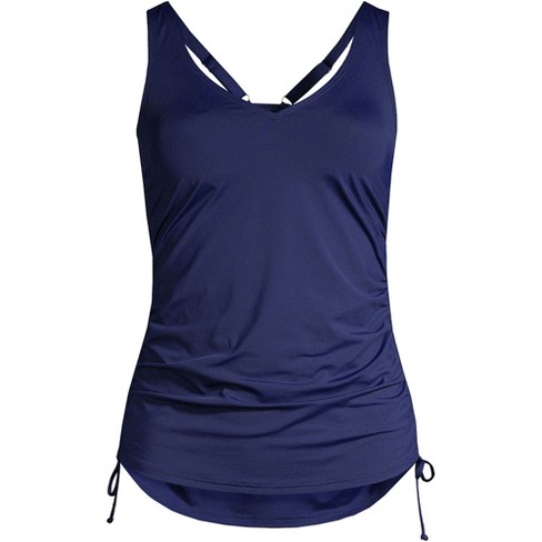 Lands' End Women's Chlorine Resistant Adjustable Underwire Tankini Swimsuit  Top - 14 - Deep Sea Navy