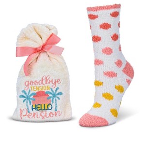 Memoi Goodbye Tension Hello Pension Cozy Socks & Gift Set Ivory One Size - 1 of 4