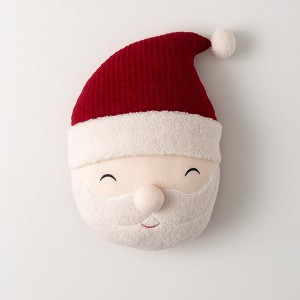 18"H Sullivans Christmas Smiling Santa Head Pillow  Red-White - 1 of 4