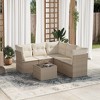 vidaXL 6 Piece Patio Sofa Set with Cushions Poly Rattan - Beige and Cream With Table - 2 of 4