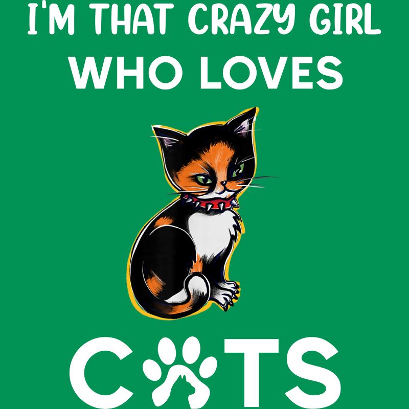 Junior's Design By Humans I'm That Crazy Girl Who Loves Cats Cartoon By MeowShop T-Shirt, 2 of 3