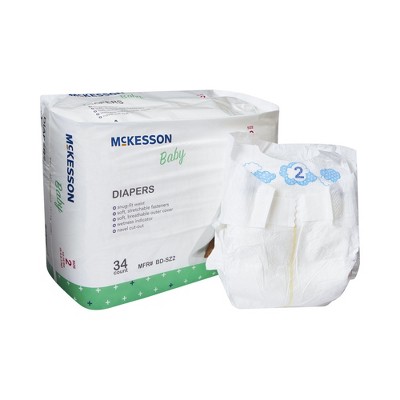 Image of McKesson Baby Diapers, Disposable, Moderate Absorbency, Size 2, 34 Count, 1 Pack