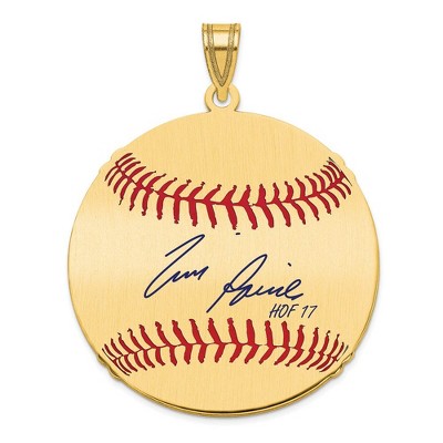 Black Bow Jewelry 14K Gold Plated Tim Raines Signature LG Enamel Baseball Pendant
