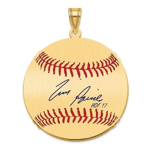 Black Bow Jewelry 14K Gold Plated Tim Raines Signature LG Enamel Baseball Pendant - 1 of 4