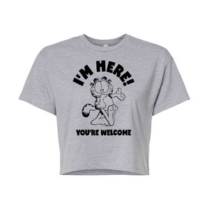 Women's - Garfield - I'm Here You're Welcome Cropped Graphic T-Shirt - 1 of 4