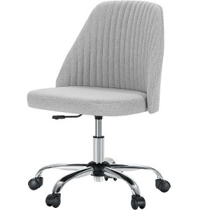 CAVINAS Height Adjustable Home Office Desk Chair with Curved Backrest, Ergonomic Armless Office Chair, 360° Swivel Vanity Chair with Wheels - 1 of 4
