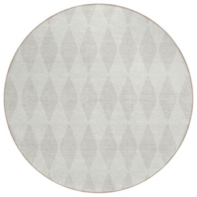 Ivory And Beige Geometric Washable Indoor Outdoor Area Rug
