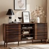 Subrtex Solid Wood TV Stand for TVs Up to 60" With Double Sliding Doors And Storage - 2 of 4