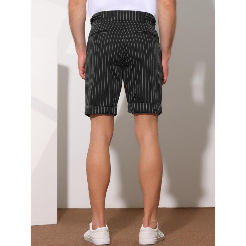 Lars Amadeus Men's Summer Pleated Front Stripes Business Dress Shorts, 2 of 5