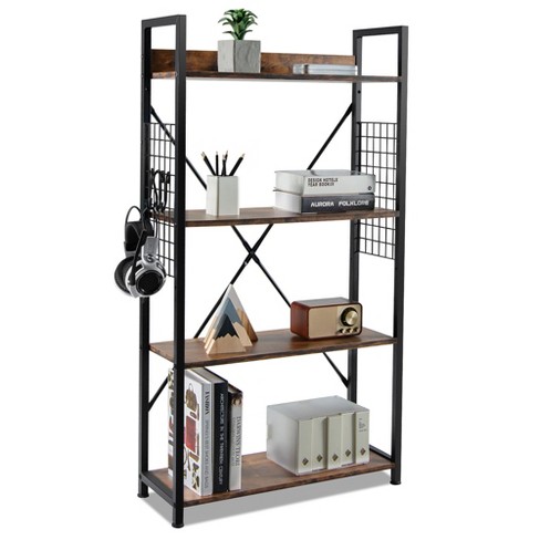 Trinity Bookshelf With Doors Industrial Bookcase With 4 Tiers Open Storage  Shelf For Bedroom, Living Room, Home Office, Brown : Target