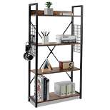 Costway 4 -Tier Industrial Bookshelf Open Storage Bookcase Display Shelf for Home Office