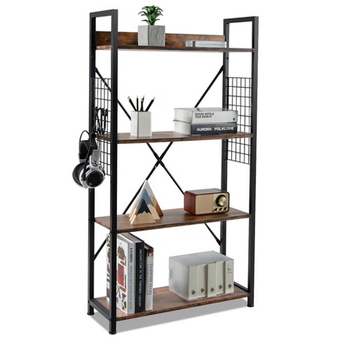 4-Shelf Bookcase Display Shelves Storage Collectible Wood Folding Home & Office 
