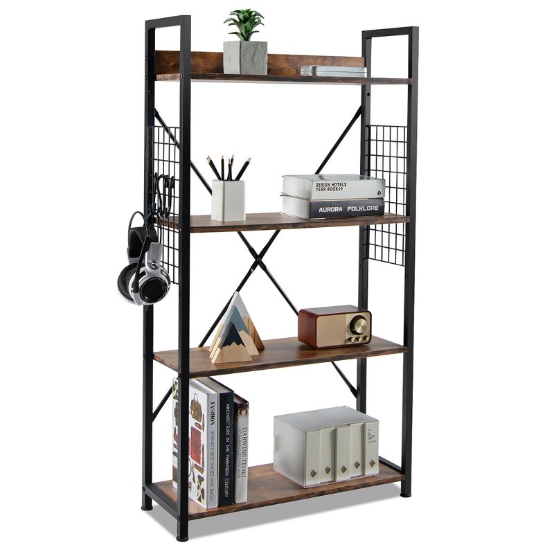Costway 4 -Tier Industrial Bookshelf Open Storage Bookcase Display Shelf for Home Office, 1 of 11