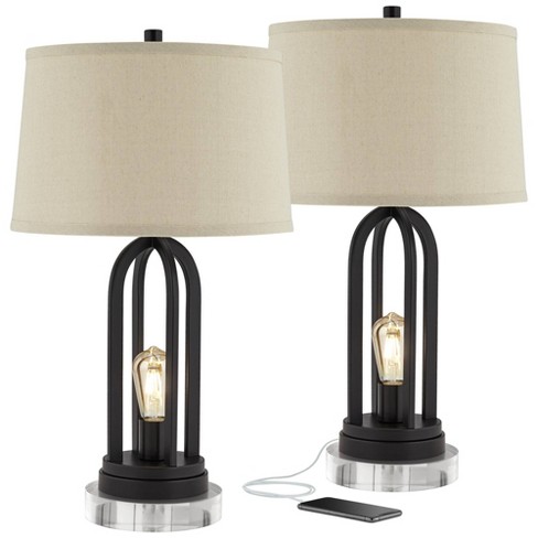 360 Lighting Marcel Industrial Table Lamps Set Of 2 With Round Risers ...